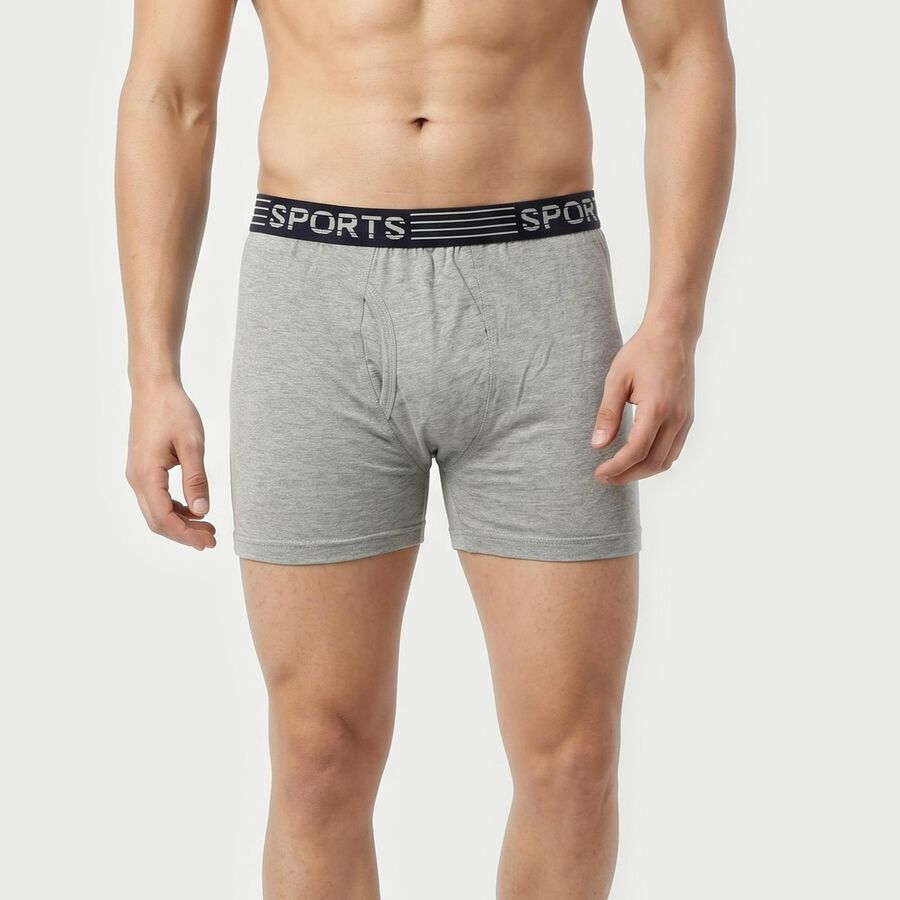Men's Grey Regular Fit Solid Trunks, मिश्रित हल्का ग्रे, large