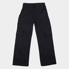 Girls' Navy Blue Straight Fit Cargo Jeans, नेवी ब्लू, small