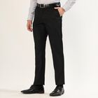 Men's Jet Black Slim Fit Flat-Front Formal Trousers, काला, small image number null