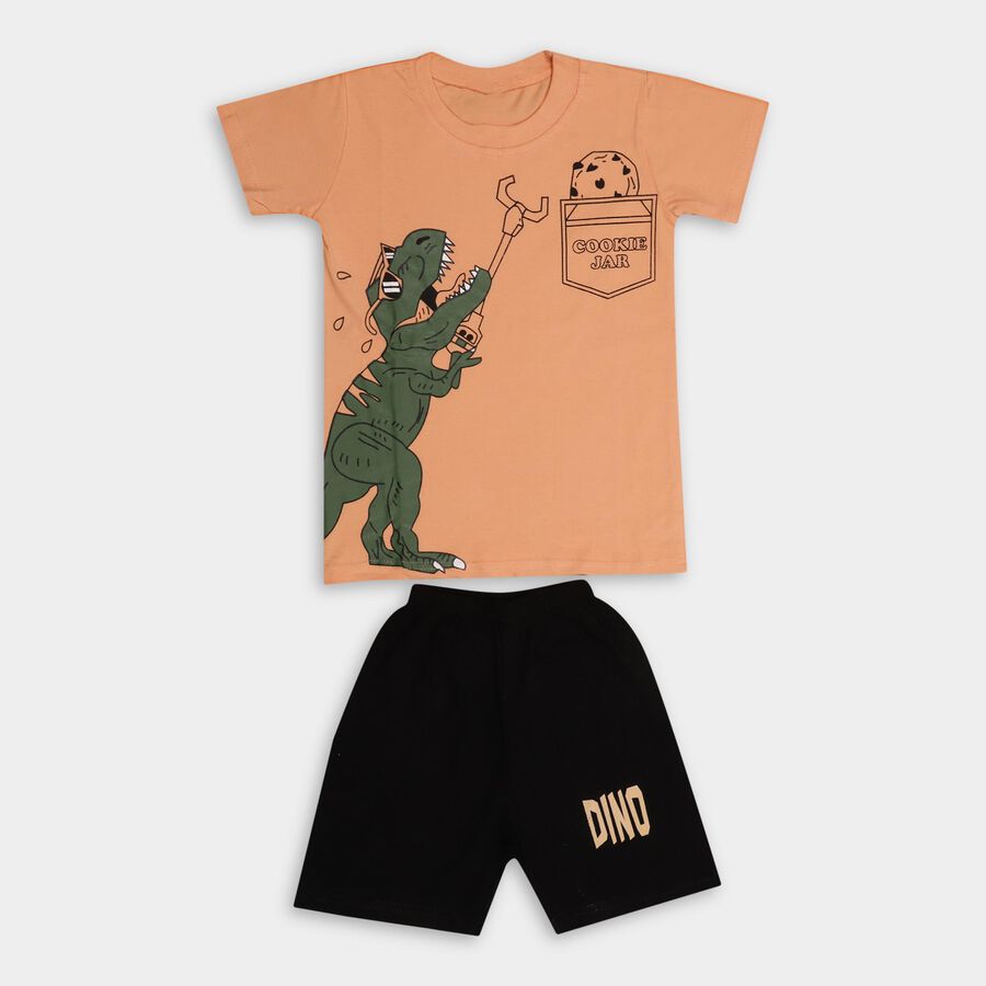 Boys' 100% Cotton Knit Baba Suit , Coral, large image number null