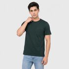Men's Green Cotton Round Neck Regular T-Shirt, गहरा हरा, small