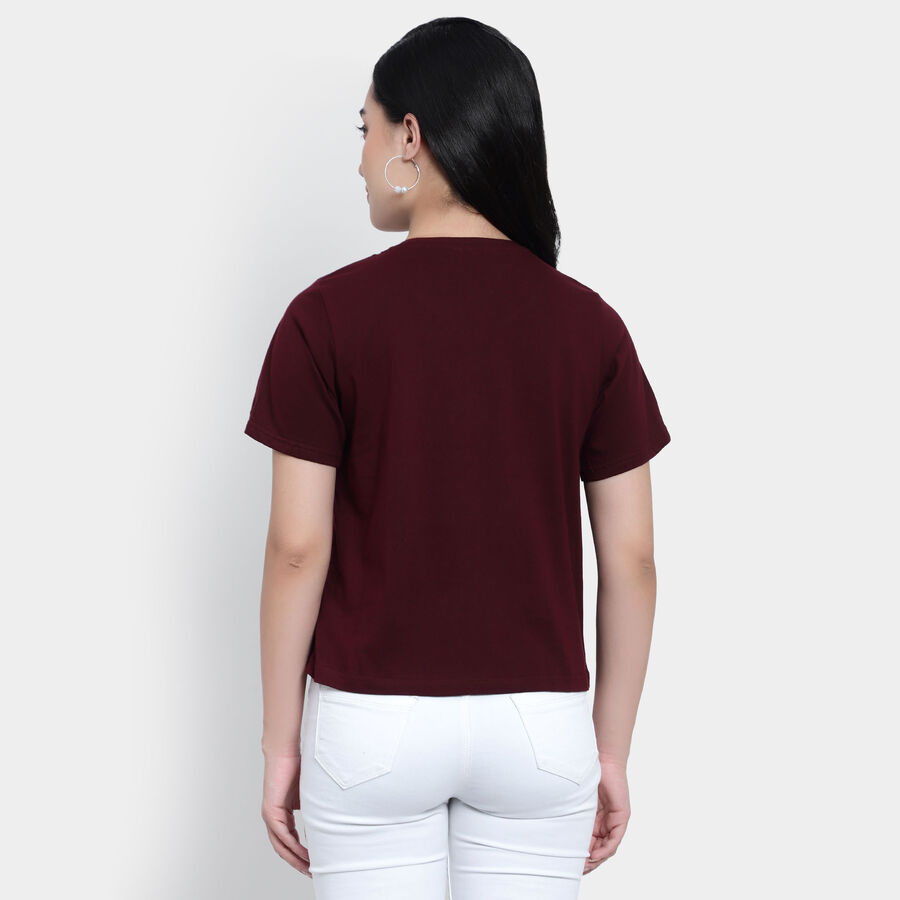 Round Neck T-Shirt, Wine, large image number null