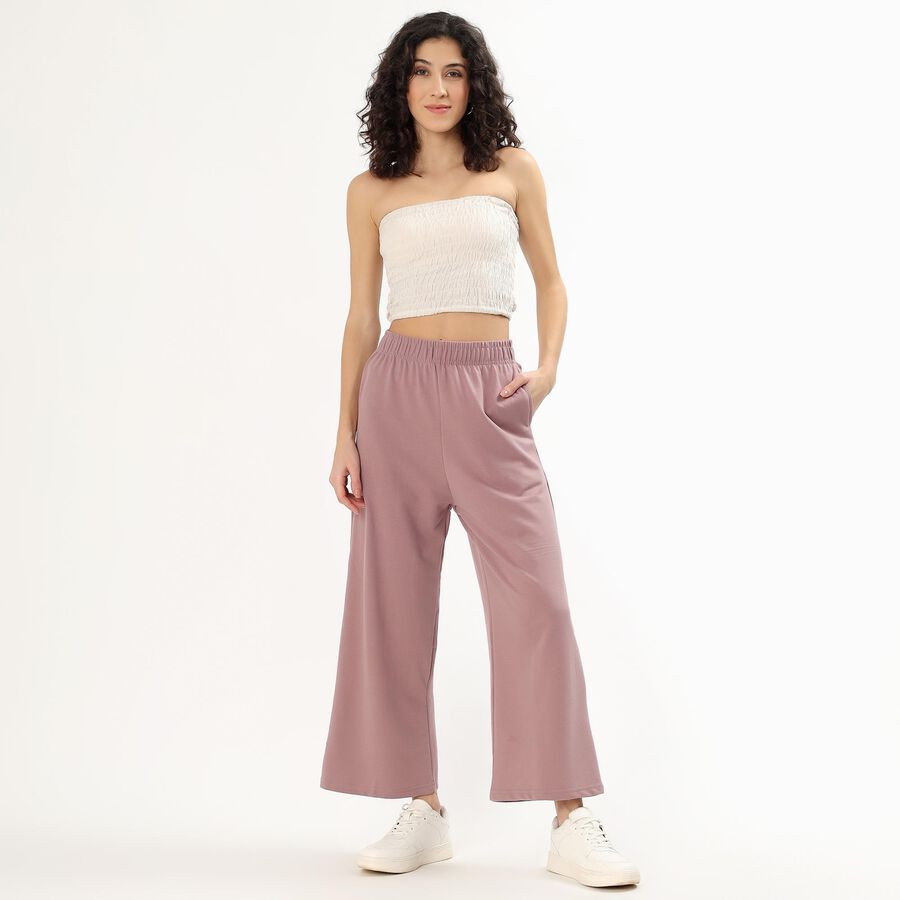 Women's Black Tapered Fit Track Pants, Light Pink, large