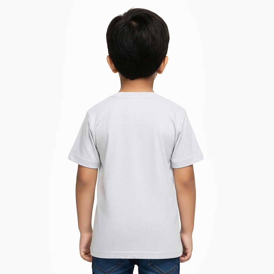 Boys Light Grey Crew Neck Casual Half Sleeve T-Shirt, एक्रू मिश्रित, large image number null