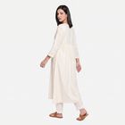 Women's Off White Cotton V-Neck EmbroideOff White Kurta, Off White, small