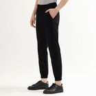 Unisex Jet Black Slim Fit Jogger Trousers, Black, small image number null