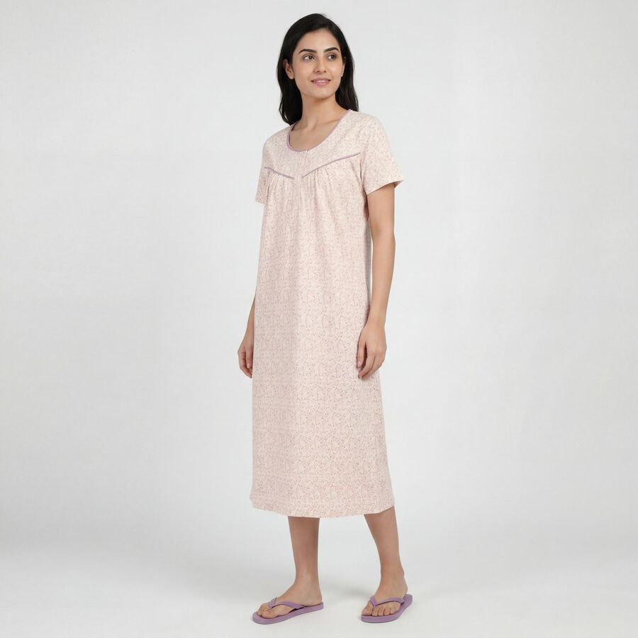 Women's White Minimalist Nighty, Off White, large