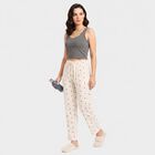 Women's Off White Straight Fit Heart Printed Pyjama, ऑफ व्हाइट, small