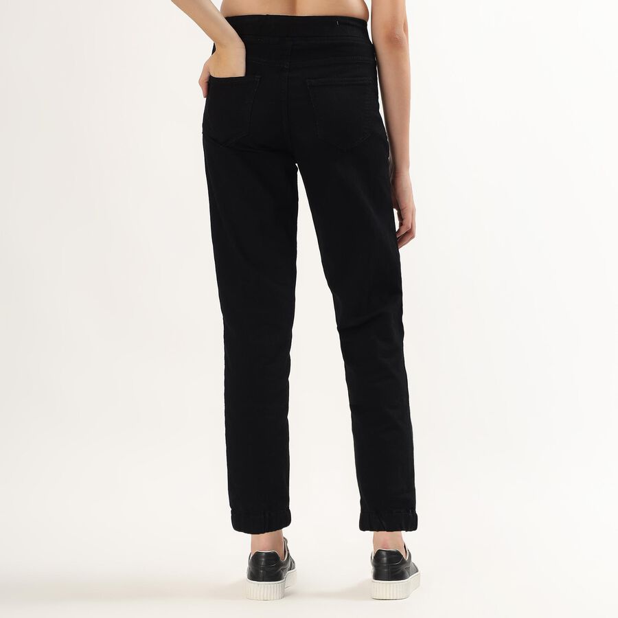 Women's Jet Black Slim Fit High Waist Jeans, काला, large