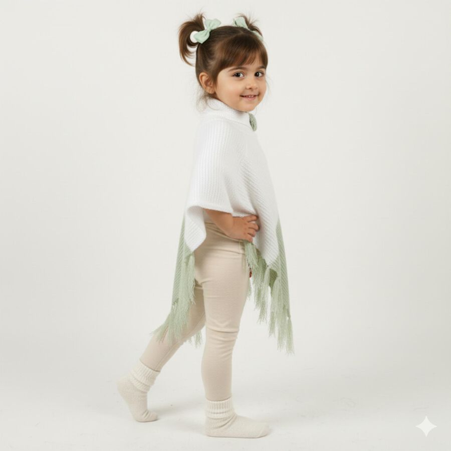 Girls Light Green Crew Neck Casual Pullover, Light Green, large image number null