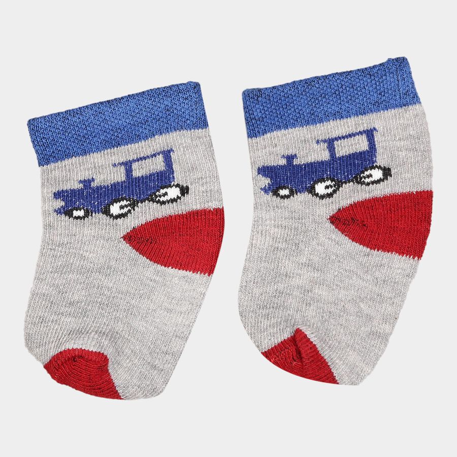 Infants Cotton Solid Socks, Melange Light Grey, large image number null