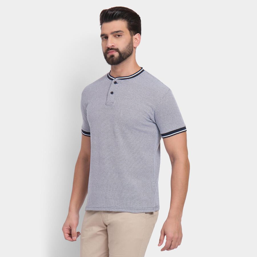 Men's Henley Half Sleeves T-Shirt, Navy Blue, large image number null