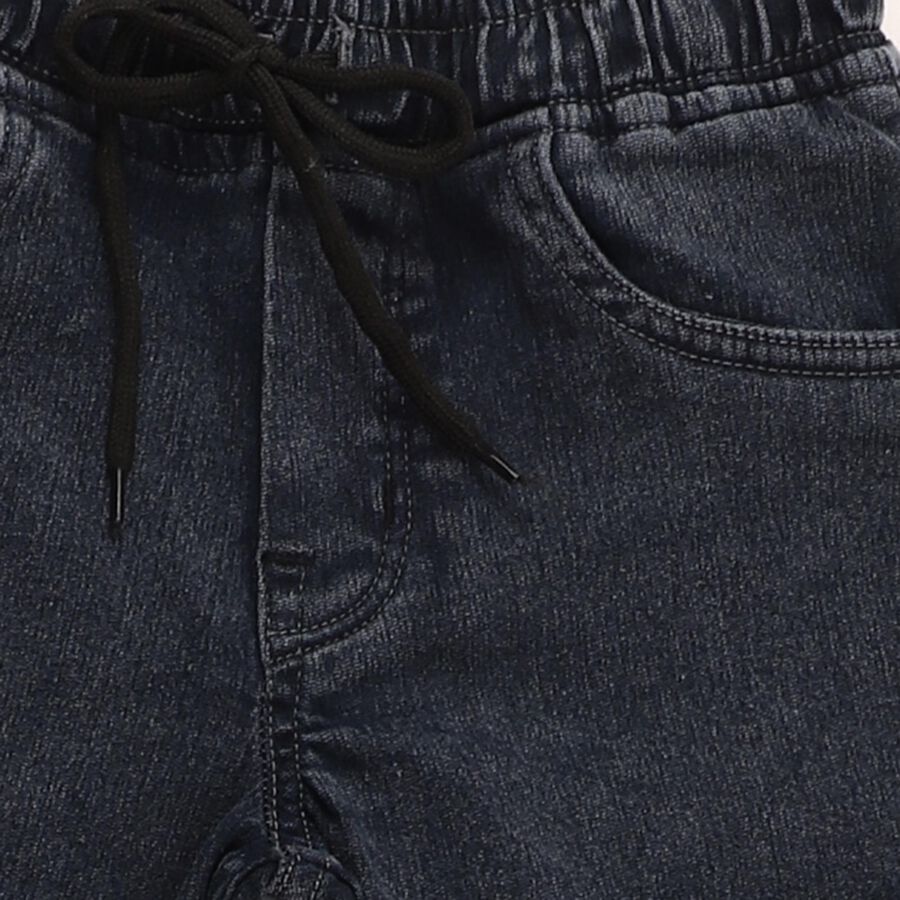 Boys' Dark Charcoal Black Regular Fit Elasticated Jeans, हल्का ग्रे, large image number null