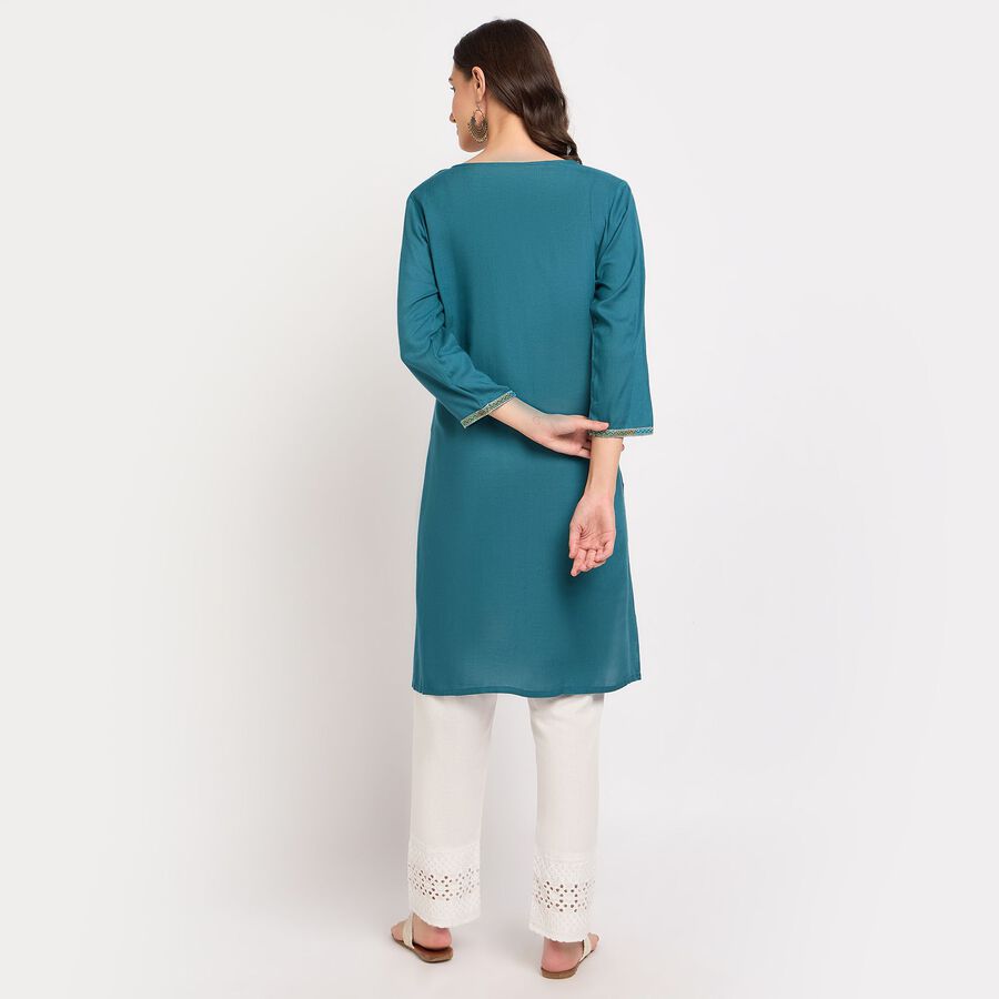 Ladies' Kurta, मध्यम नीला, large image number null