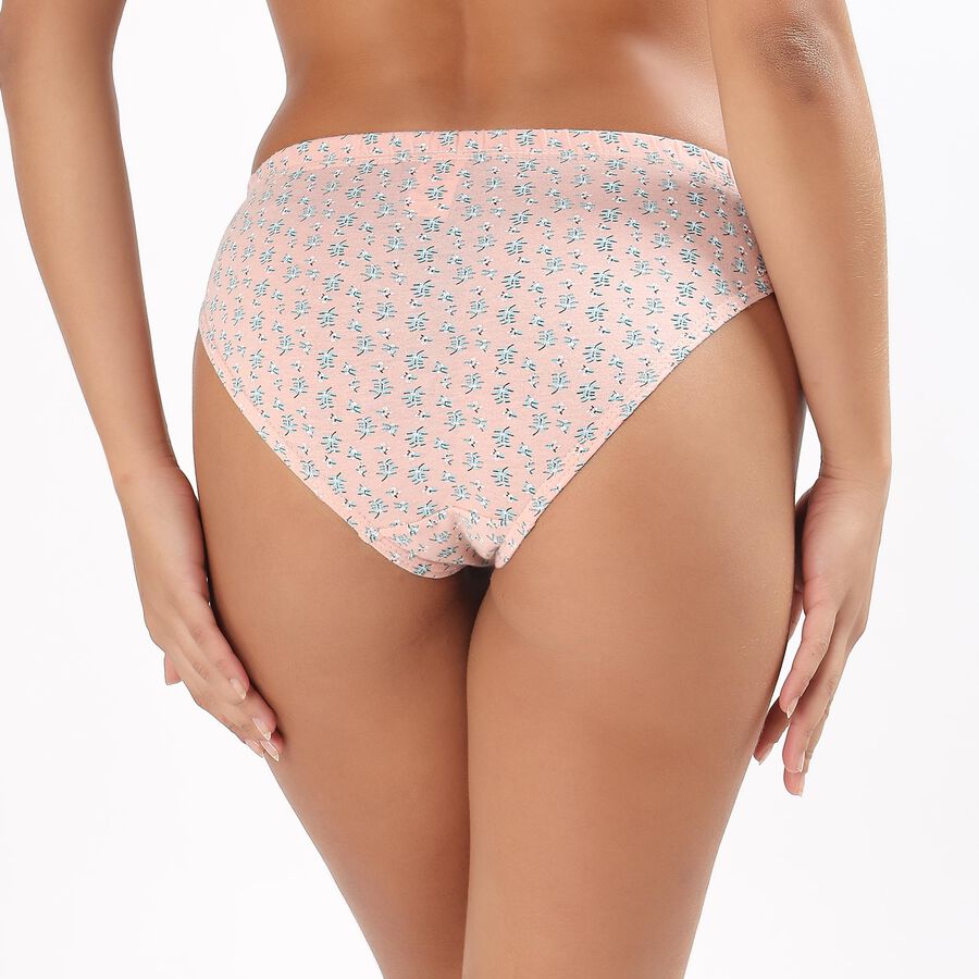 Women's Soft Peach Floral Print High Waist Panty, Peach, large