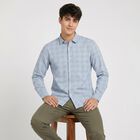 Men's Light Blue Cotton Long Sleeves Spread Collar Regular Fit Shirt, Mid Blue, small