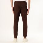Men's Deep Chocolate Brown Slim Fit Jogger Trousers, भूरा, small