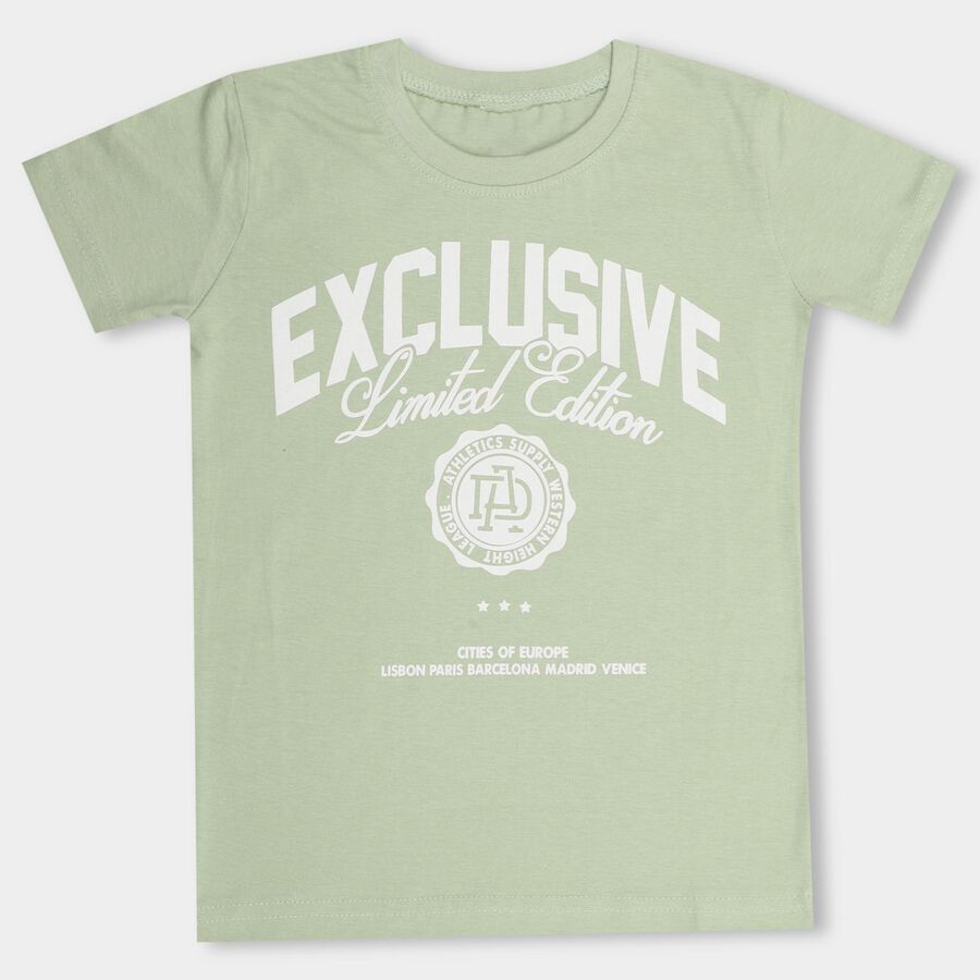 Boys' 100% Cotton Half Sleeves T-Shirt , हल्का हरा, large image number null