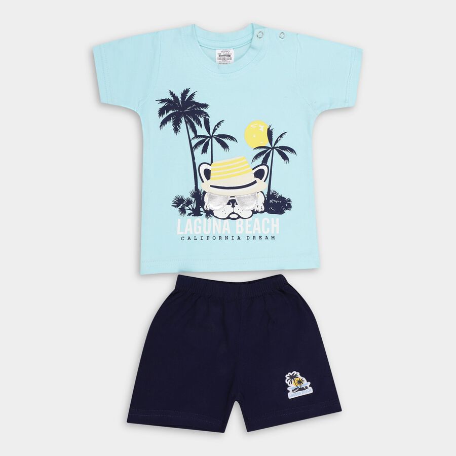 Infant Boys' 100% Cotton Baba Suit , एक्वा, large image number null