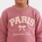 Girls Pink Crew Neck Pullover Sweatshirt, गुलाबी, small