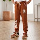Boys Rust Jogger Graphic Printed Winter Pyjama, रस्ट, small