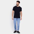 Men's Round Neck Half Sleeves T-Shirt, Navy Blue, small