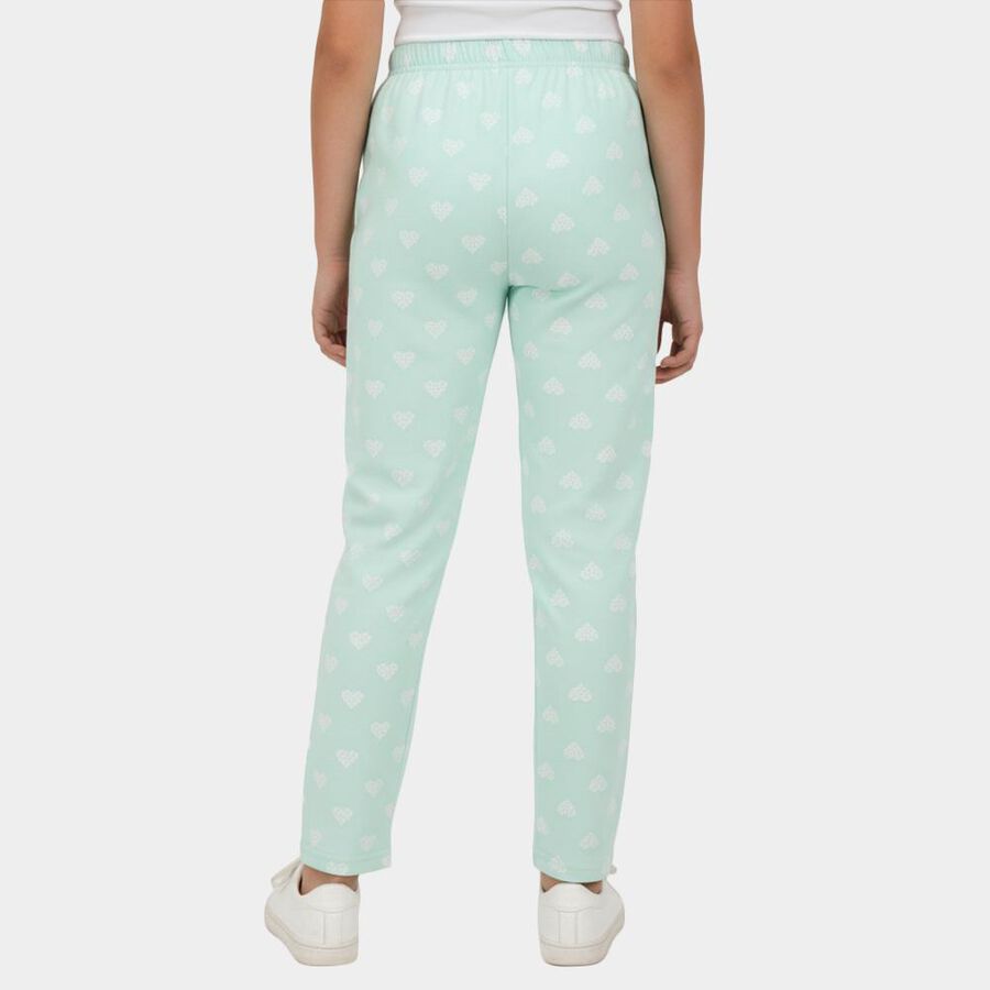 Girls' Light Green Cotton Blend Minimalist Pyjama, Light Green, large