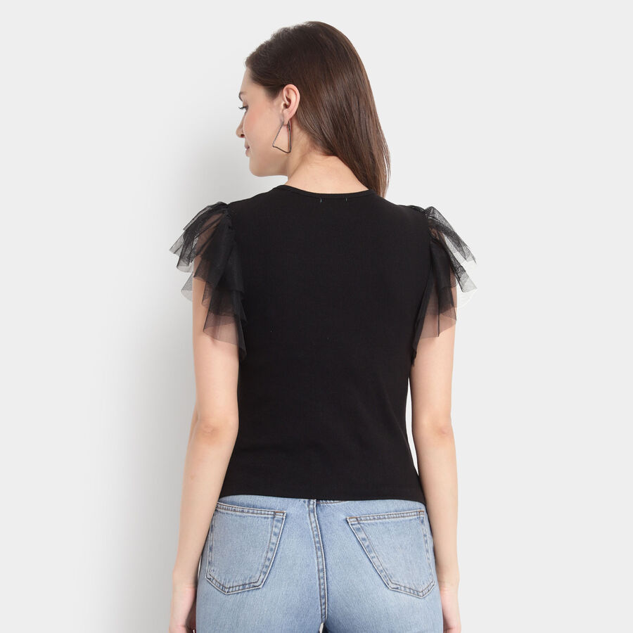 Solid Cropped Top, Black, large image number null