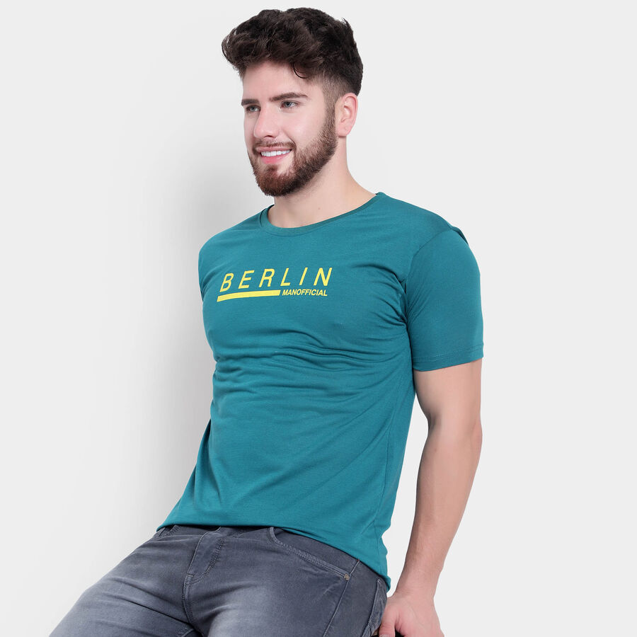 Round Neck T-Shirt, Teal Blue, large image number null