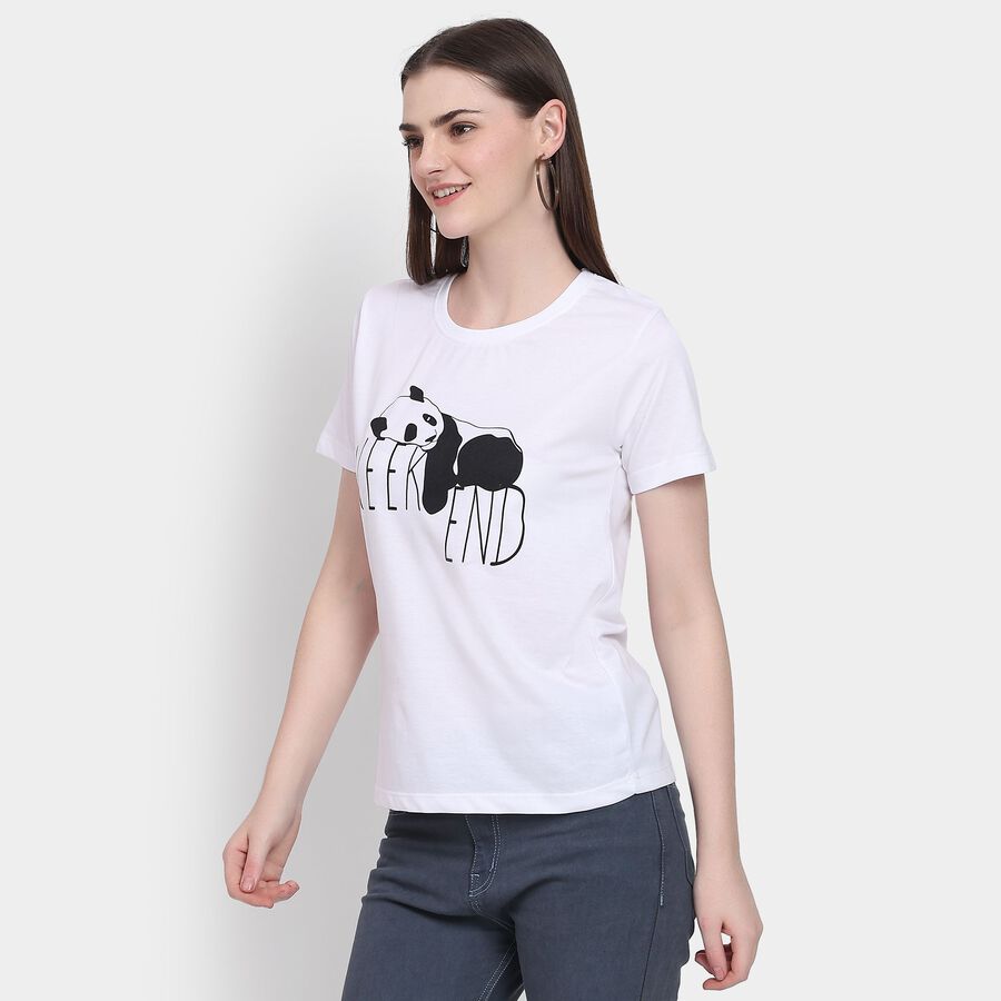 Ladies' Round Neck T-Shirt, ऑफ व्हाइट, large image number null