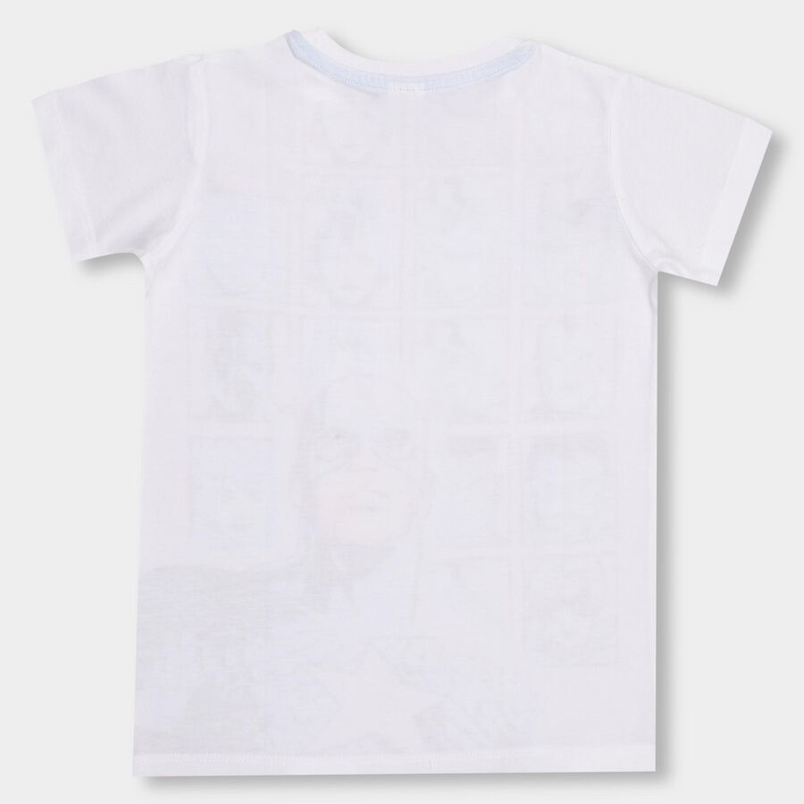 Boys' 100% Cotton Half Sleeves T-Shirt , White, large