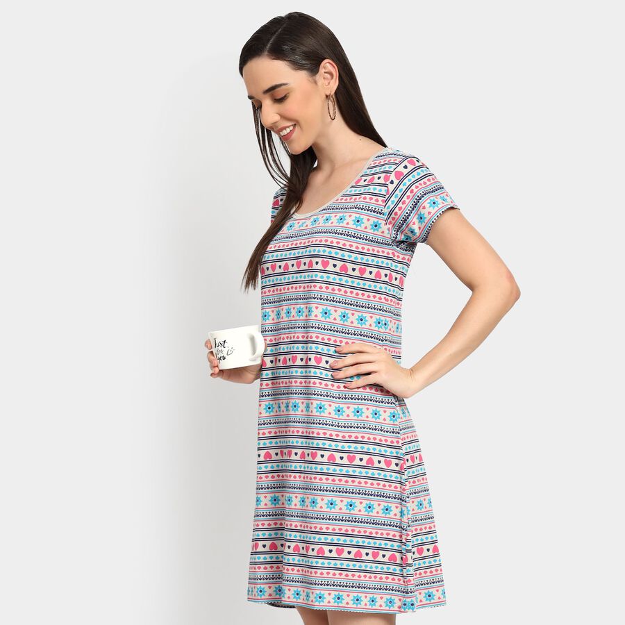 Ladies' 100% Cotton Nighty, Light Grey, large image number null