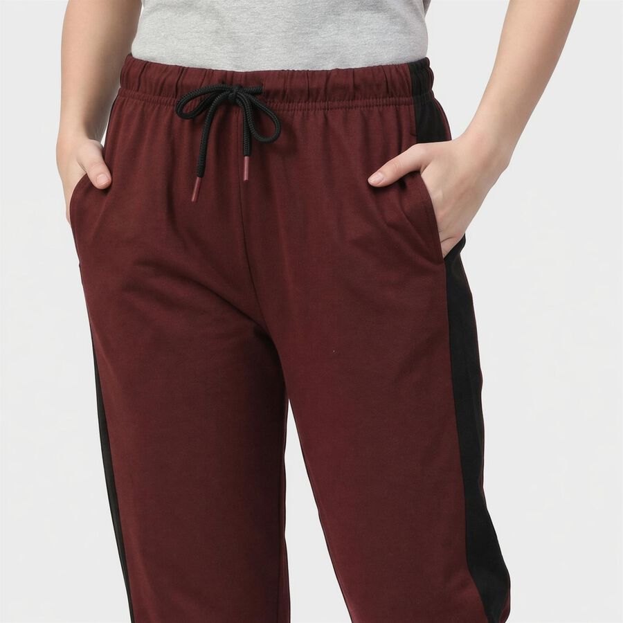 Women's Wine Straight Fit Side-Panel Track Pants, Wine, large