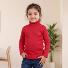 Girls' Fuchsia Turtleneck Embellished Pullover, Fuchsia, small