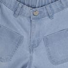 Girls' Light Blue Regular Fit Frayed Hem Denim Shorts, Light Blue, small