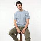Men's Light Blue Cotton Round Neck Regular T-Shirt, Light Blue, small