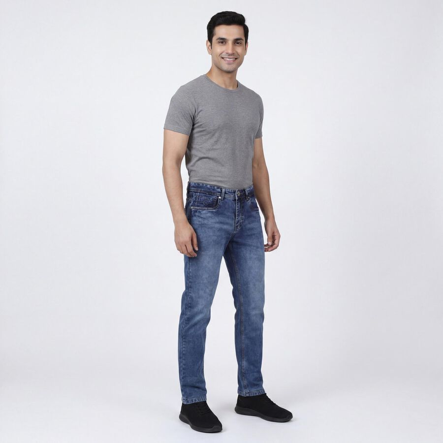 Men's Light Blue Slim Fit Stretchable Jeans, हल्का नीला, large