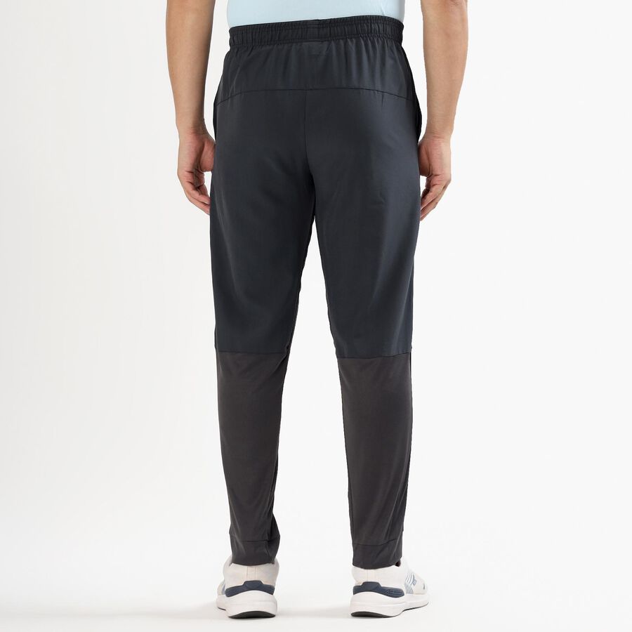 Men's Charcoal Black Regular Fit Logo Printed Track Pants, Dark Grey, large image number null