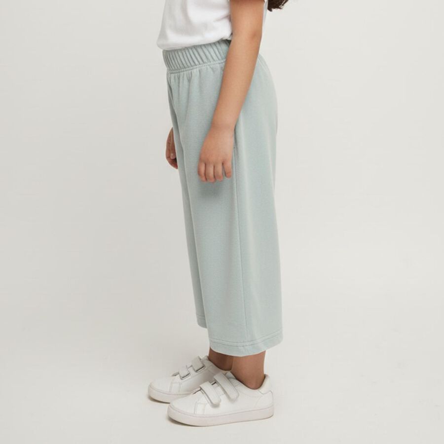 Girls' Light Sage Green Wide-Leg Elastic Waist Pyjama, एक्वा, large image number null