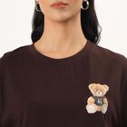 Women's Brown Cotton Round Neck Minimalist T-Shirt, Brown, small