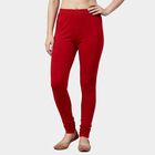 Women's Maroon Slim Fit Cotton Blend Churidar Leggings, Maroon, small