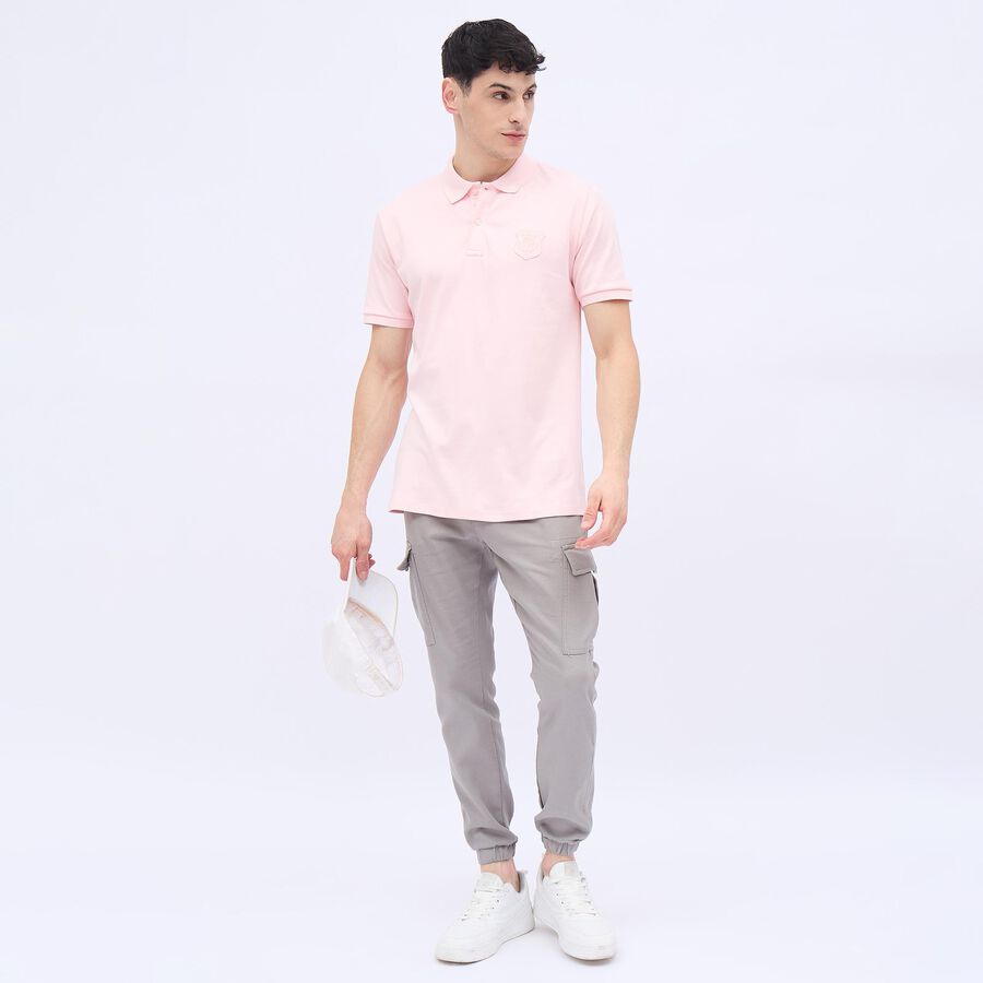 Men's Muted Grey Slim Fit Cargo Trousers, Light Grey, large