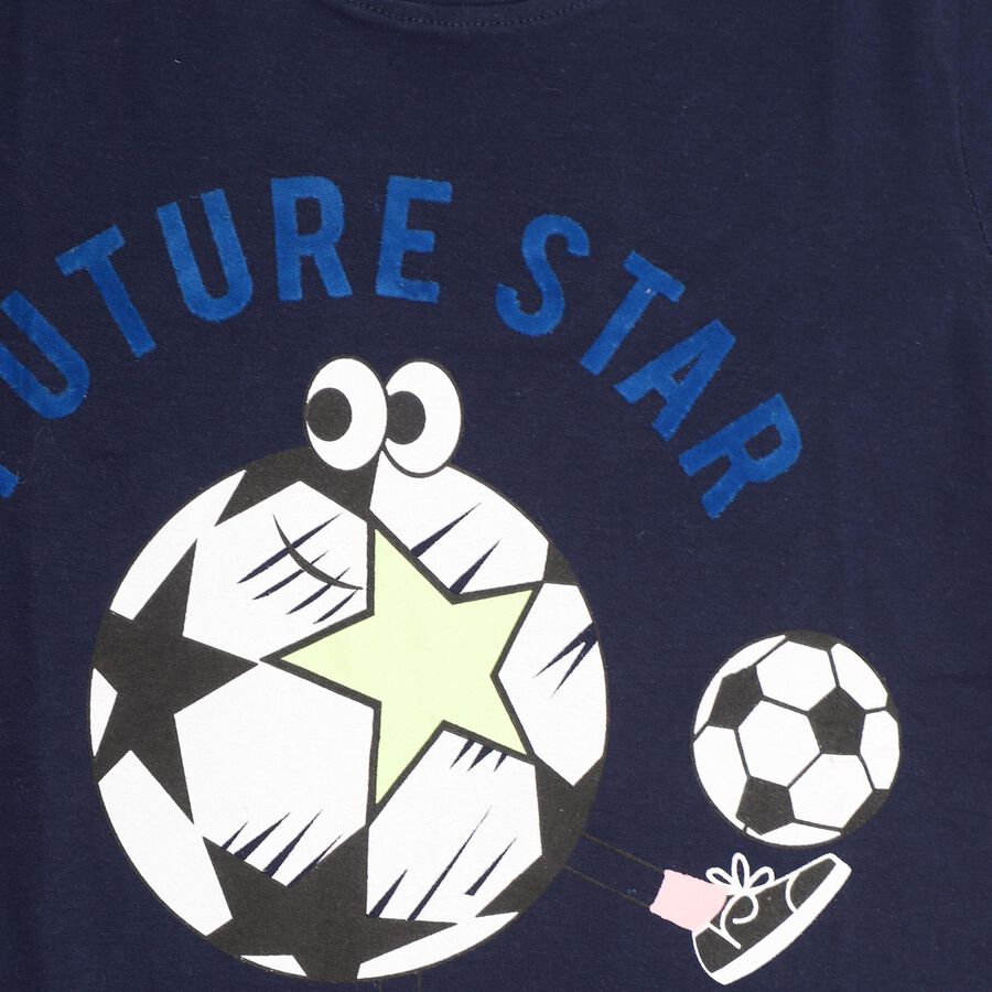Boys' 100% Cotton Half Sleeves T-Shirt , Navy Blue, large image number null