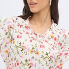 Women's Off-White Round Neck Casual Top, Off White, small