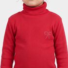 Girls' Fuchsia Turtleneck Embellished Pullover, Fuchsia, small