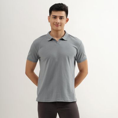 Men's Muted Slate Grey Polo Neck Tee Shirt