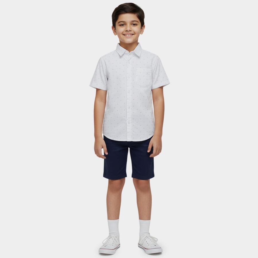 Boys White Cotton Classic Casual Shirt, White, large
