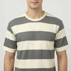 Men's Grey Round Neck Casual T-Shirt, Light Grey, small