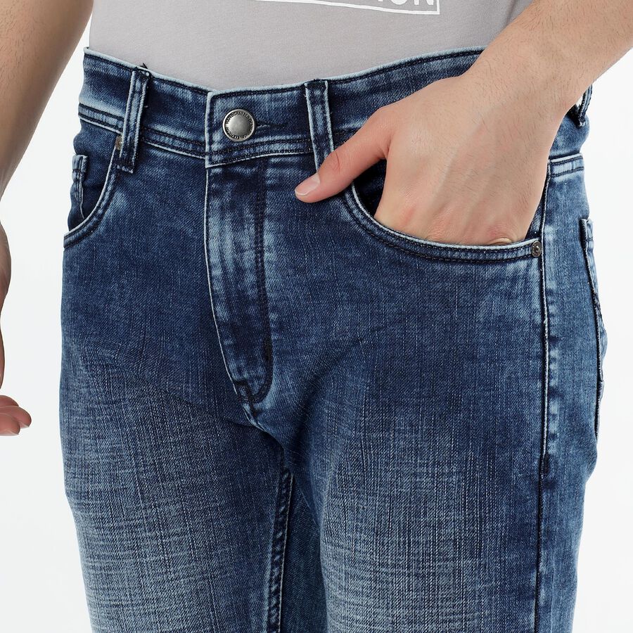 Men's Washed Blue Skinny Fit Jeans, Light Blue, large image number null