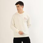 Men's Soft Eggshell White Crew Neck Casual Full Sleeve T-Shirt, ऑफ व्हाइट, small image number null